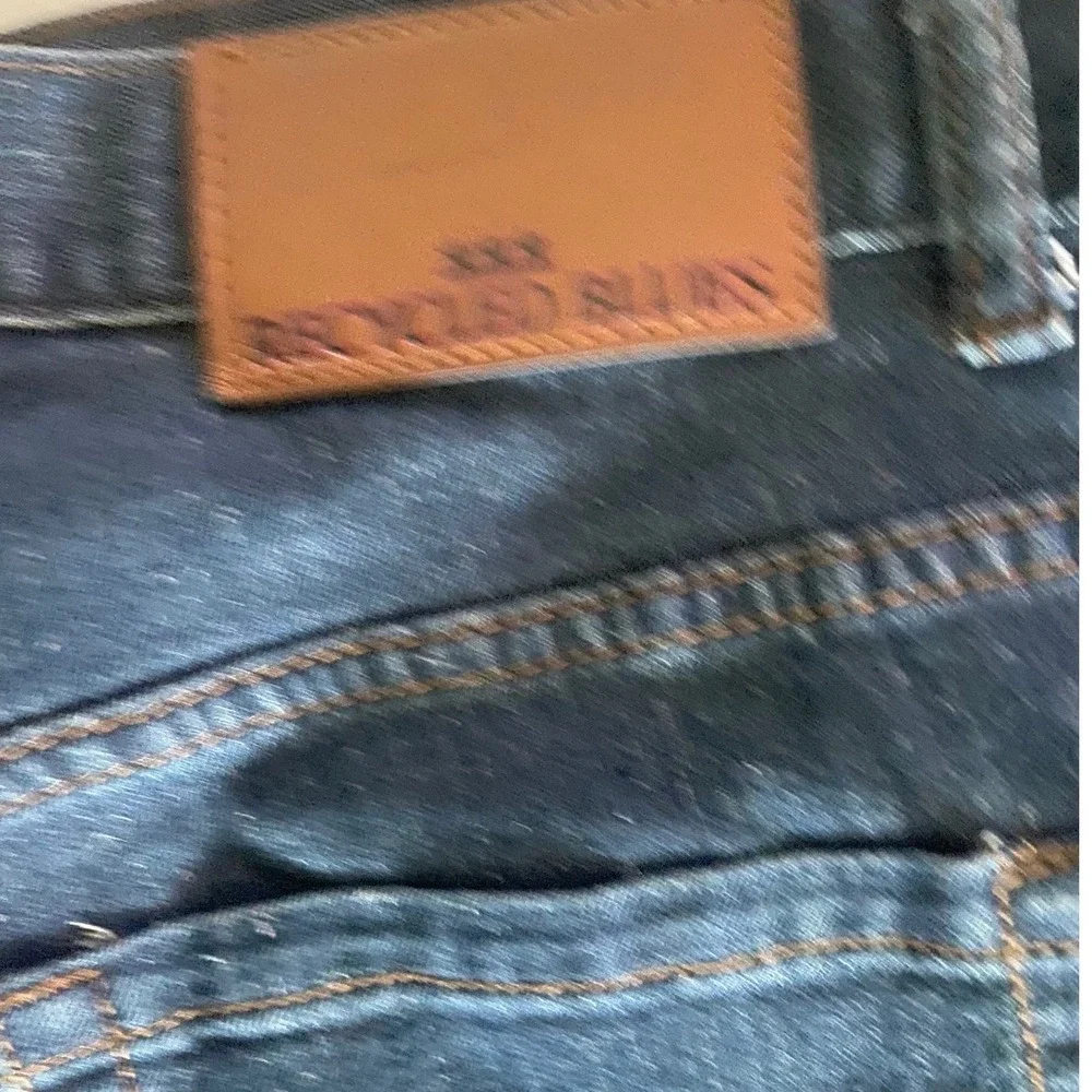 Recycled Blues Mens Slim‎ Fit Dark Wash Denim Jeans 36x32 Blue